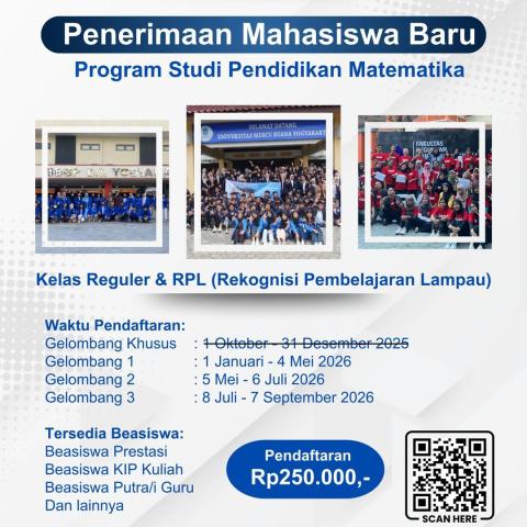 Penerimaan Mahasiswa Baru Program Studi Pendidikan Matematika Tahun 2026