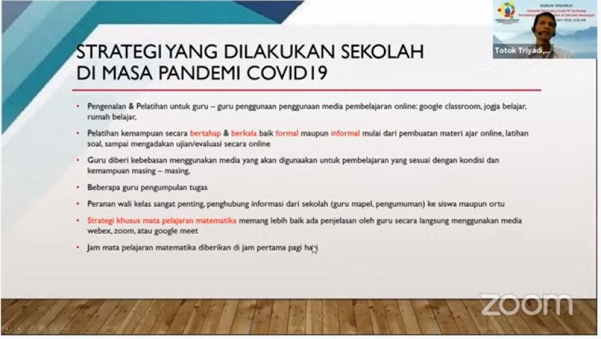 Diskusi Online #1 Penyesuaian Pembelajaran Matematika Di Sekolah Menengah